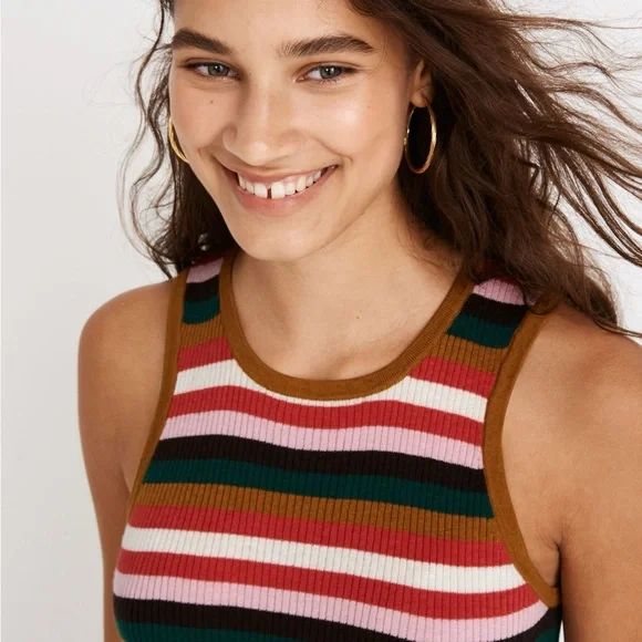 Madewell Multicolor Rainbow Striped Bayford Sweater Tank - Picture 3 of 8